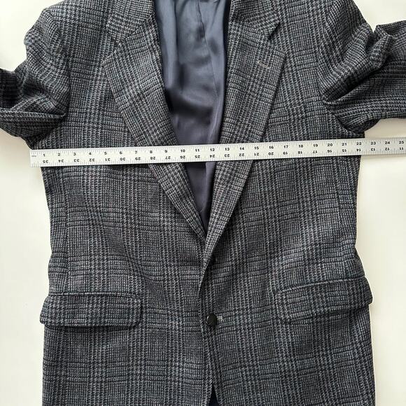 Woolrich Wool Houndstooth Plaid Two Button Grey Black Blazer 43 L - Picture 6 of 8